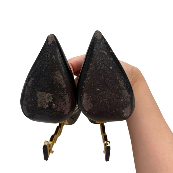 Saint Laurent Opyum YSL Heel Black Patent Pumps 37 US 7 - Picture 11 of 15